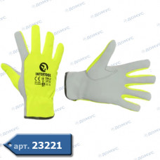 Рукавички INTERTOOL (SP-0172) зі шкіри кози і флуоресцентної тканини (Імпорт)